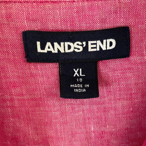 Land's End Bright Pink 100% Linen Blouse Shirt-Extra Large - Picture 3 of 8